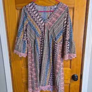 Multicolor Patterned Women's Dress